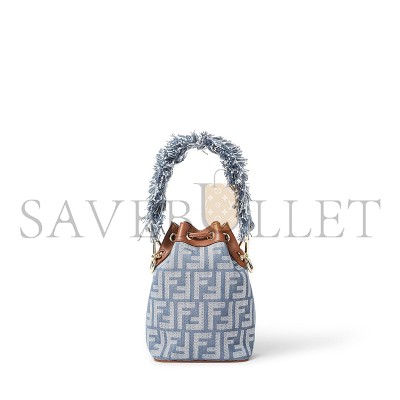 FENDI MON TRESOR BLUE DENIM-EFFECT FF JACQUARD MINI BAG 8BS093AUT4F1SXQ (18*14*12cm)